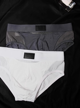 D.M男内裤中低腰性感莫代尔网眼网纱纯色三角裤缕空拼接透气青年
