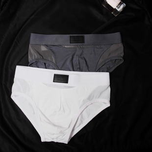 D.M男内裤 缕空拼接透气青年 中低腰性感莫代尔网眼网纱纯色三角裤