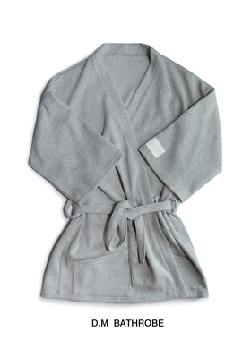 D.M男士浴袍短款100%棉纯色简约睡袍吸水性感休闲居家日系百搭潮