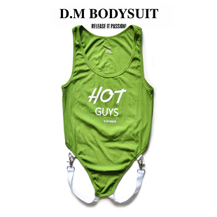 双丁带扣紧身塑身衣****莫代尔肌肉 丁字裤 D.M男连体裤 性感个性