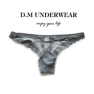 D.M性感蕾丝丁字裤男低腰黑色T裤 青年速干内裤透明情趣单丁网纱