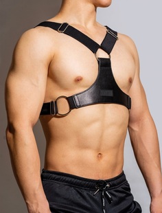 搭配肌肉男拉伸弹性表演舞台****搭配 PU皮质纯黑正装 D.M男士 肩带