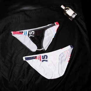 D.M男内裤 吸汗透气夏牛奶丝冰丝薄比基尼 字母15性感低腰三角裤