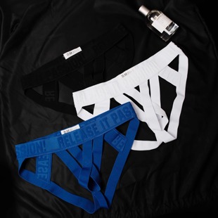 低腰个性 字母激凸腰带****缕空男用网红丁字裤 双丁裤 D.M男内裤