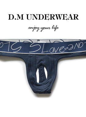 D.M男内裤个性吊环镂空丁字裤单丁T字带洞潮紧身棉情趣诱惑10性感
