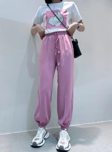恣意正品2023夏季新款冰丝纯色运动裤女薄款束脚防晒休闲抖抖裤潮