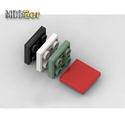 LEGO 乐高配件 11203 2×2 反向光面板 黑 红 白 沙绿色 电镀