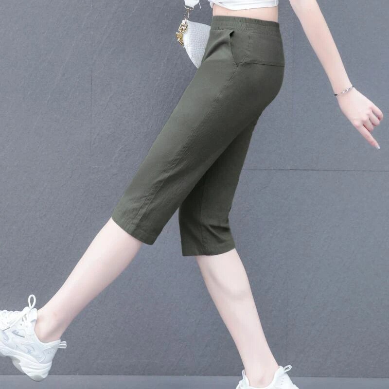 啄木鸟小个子七分裤女款2026夏季宽松黑色直筒运动裤薄款显瘦