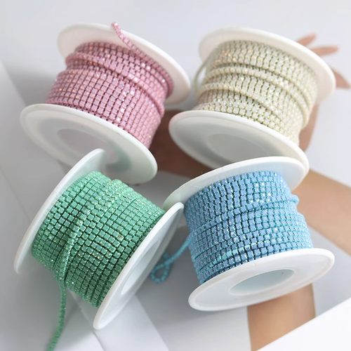 2mm亚克力铁爪链彩色链条DIY饰品衣服装饰配件服装辅料钻链