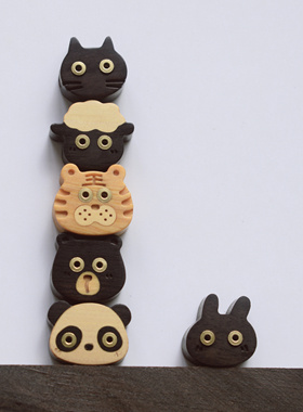 迷你可爱呆萌小动物原木檀木黄杨手链手绳生肖手工生日礼物森系