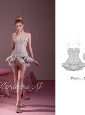 KirakiraM【Sillage】银色亮晶晶花苞连衣裙（会掉粉）礼服裙