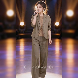 两件套 女夏职业通勤气质显瘦西服外套直筒裤 美拉德风西装 棉麻套装