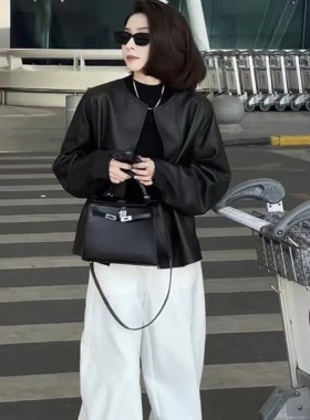 今年流行爆款高级感黑色机车皮衣夹克外套女2025春秋皮尤外套百搭