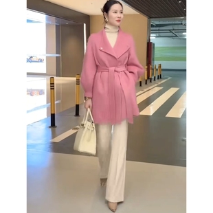 欧货高端双面毛呢大衣女2025秋冬新款时尚洋气中长款毛呢外套