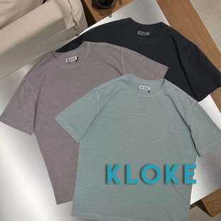 KLOKE官方授权 三色简约日系宽松天竺棉肌理感圆领短袖T恤