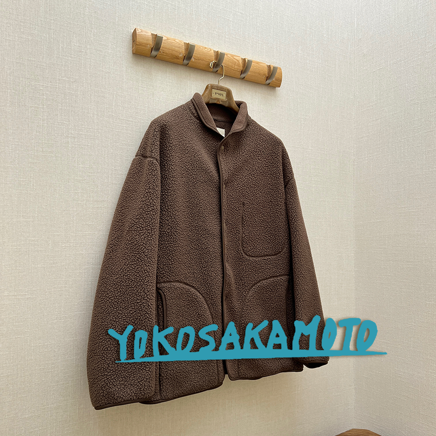 7折 YOKO SAKAMOTO授权 日本制 咖啡色简约羊羔绒立领夹克外套