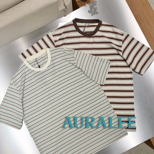 AURALEE官方授权26SS 日本制 定番渐变条纹棉质短袖T恤 SURGIR