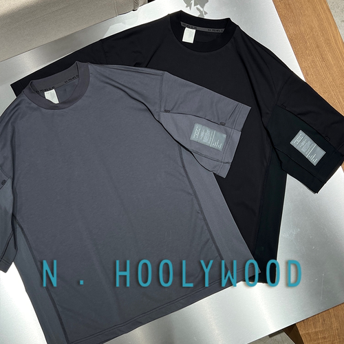 7折 25ss混纺N.HOOLYWOOD军事线 SIDE-PANEL T-SHIRT日产拼接短袖