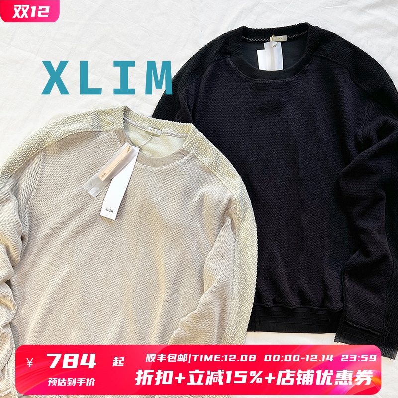 XLIM简约风拼接套头圆领针织衫