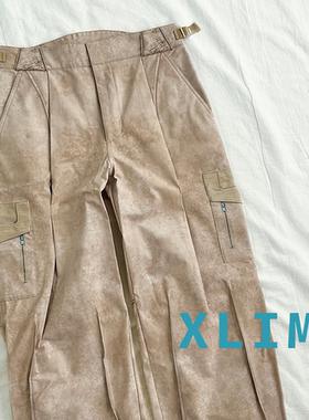 6折 XLIM授权 沙驼色皮革拼接户外风宽松工装休闲裤 SURGIR买手店