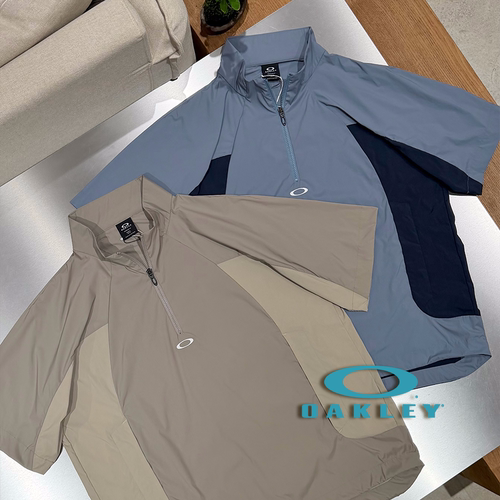 OAKLEY GOLF系列 拼色轻薄迷你防撕裂速干半拉链短袖罩衫 SURGIR