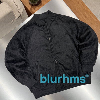 blurhms官方授权 日本制 炭黑色真丝混纺保暖棒球领夹克外套
