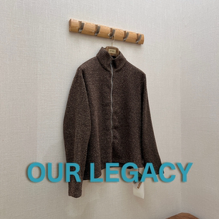OUR LEGACY官方授权 葡萄牙制 棕色立领羊毛混纺拉链短款夹克外套
