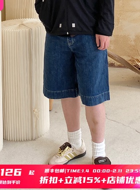 6折 STUDIO NICHOLSON官方授权 深蓝日系直筒丹宁牛仔短裤 LUCIO