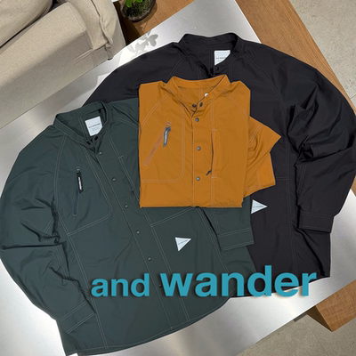 and wander授权26SS 防异味辑线反光logo轻量化口袋小立领衬衫