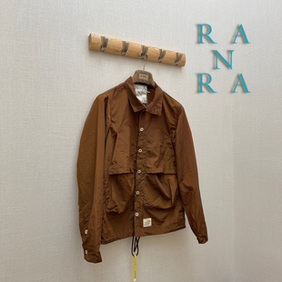 RANRA官方授權(quán) 外套 肌理光澤感防曬皮膚衣襯衫 咖啡戶外口袋工裝