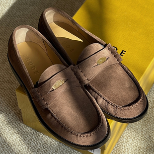 6折 SURGIR买手店 RHUDE官方授权 棕咖英伦风麂皮复古休闲乐福鞋