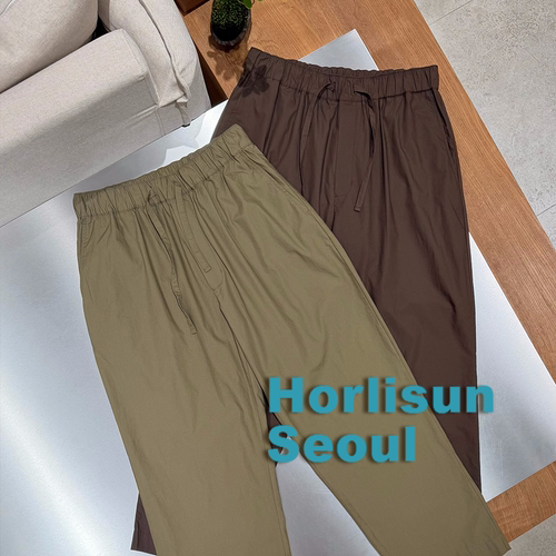 HORLISUN官方授权26SS 夏季轻薄两色抽绳松紧腰薄棉直筒休闲长裤
