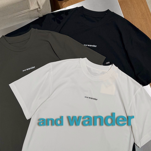 and wander授权26SS LOGO印花防异味车线圆领速干短袖T恤 男女款