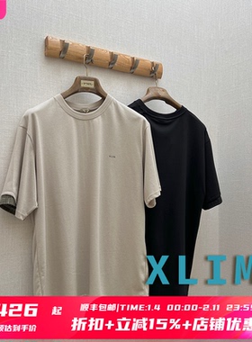6折 XLIM官方授权 两色做旧LOGO印花拼接亚麻混纺短袖T恤 SURGIR