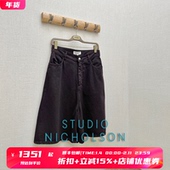 STUDIO NICHOLSON授权 REVERSE 8折 深葡萄紫挺阔直筒牛仔七分裤