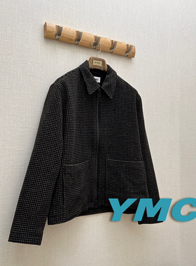 7折 YMC官方授权 黑色英伦波点细格纹纯羊毛夹克外套 SURGIR