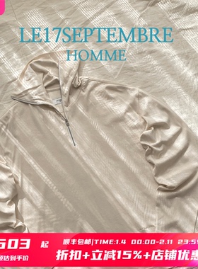 5折 LE17SEPTEMBRE授权 米白刺绣半高领拉链高弹打底衫长袖T恤