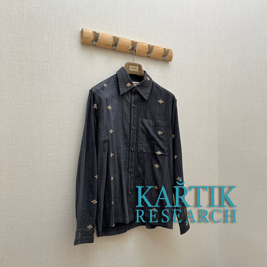 KARTIK RESEARCH官方授权 碳灰色手工刺绣丝绸衬衫外套 SURGIR