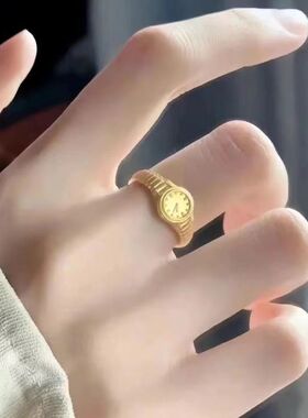 时钟手表戒指女潮款个性时尚高颜值指环开口个性创意闺蜜饰品礼物