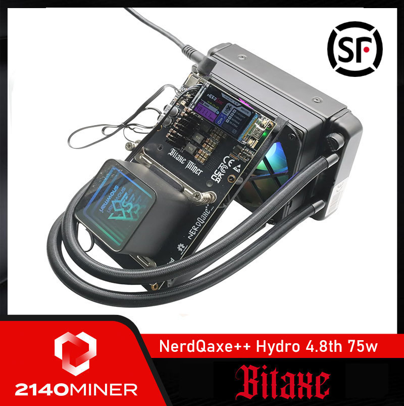 水冷BITAXE NerdQaxe++ Hydro 4.8th 75w BTC家用静音SOLO乐透机