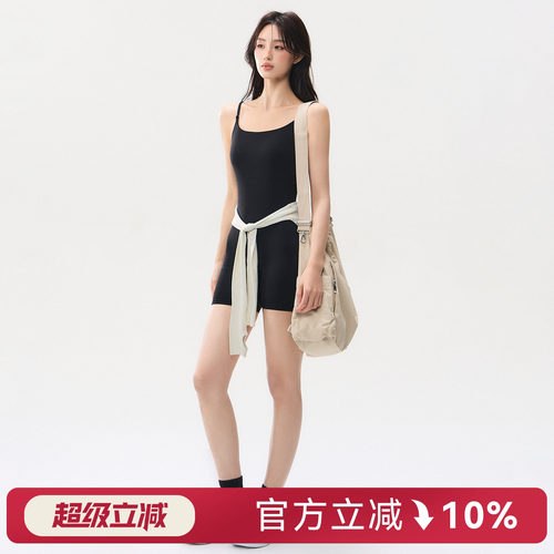 蜜桃女孩带胸垫瑜伽连体衣速干衣