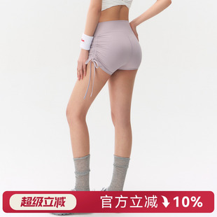 Mitaogirl夏季速干裸感运动短裤女跑步外穿瑜伽三分裤抽绳健身裤