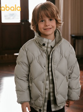 巴拉巴拉童装儿童羽绒服冬装白鹅绒服温暖毛呢拼接舒适外套宝宝潮