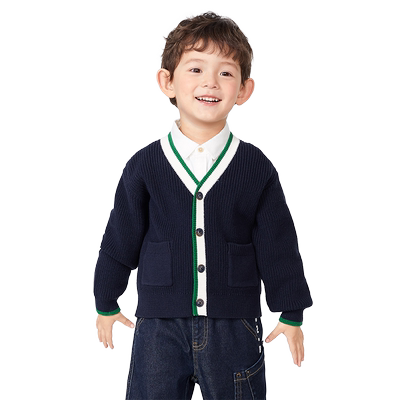 巴拉巴拉针织衫男童开衫撞色秋