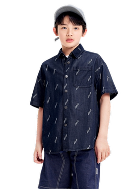 巴拉巴拉短袖衬衫男童牛仔衬衣