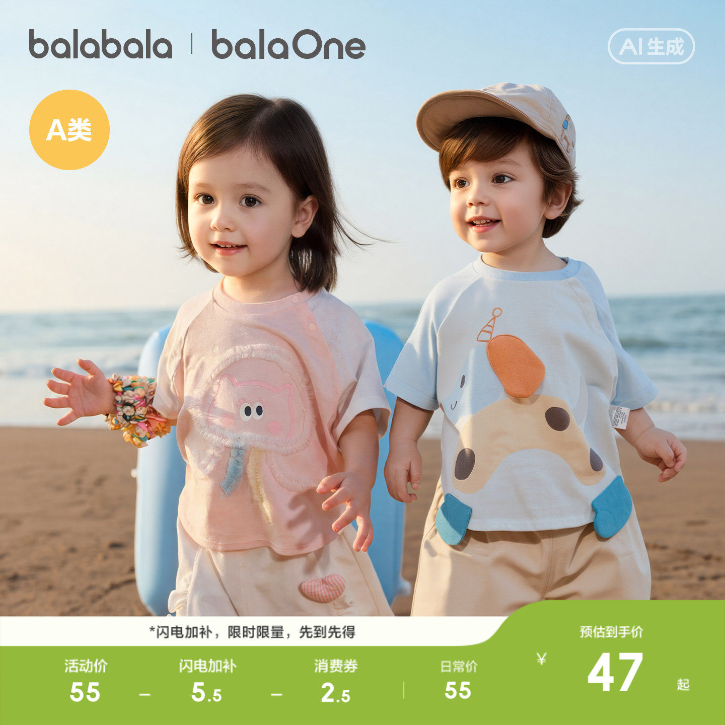 巴拉巴拉童装宝宝短袖t恤婴儿上衣2026新款夏季男童女童衣服时尚