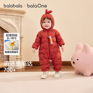 巴拉巴拉儿童轻薄羽绒服男女童冬季连体衣2025新款造型红色拜年服
