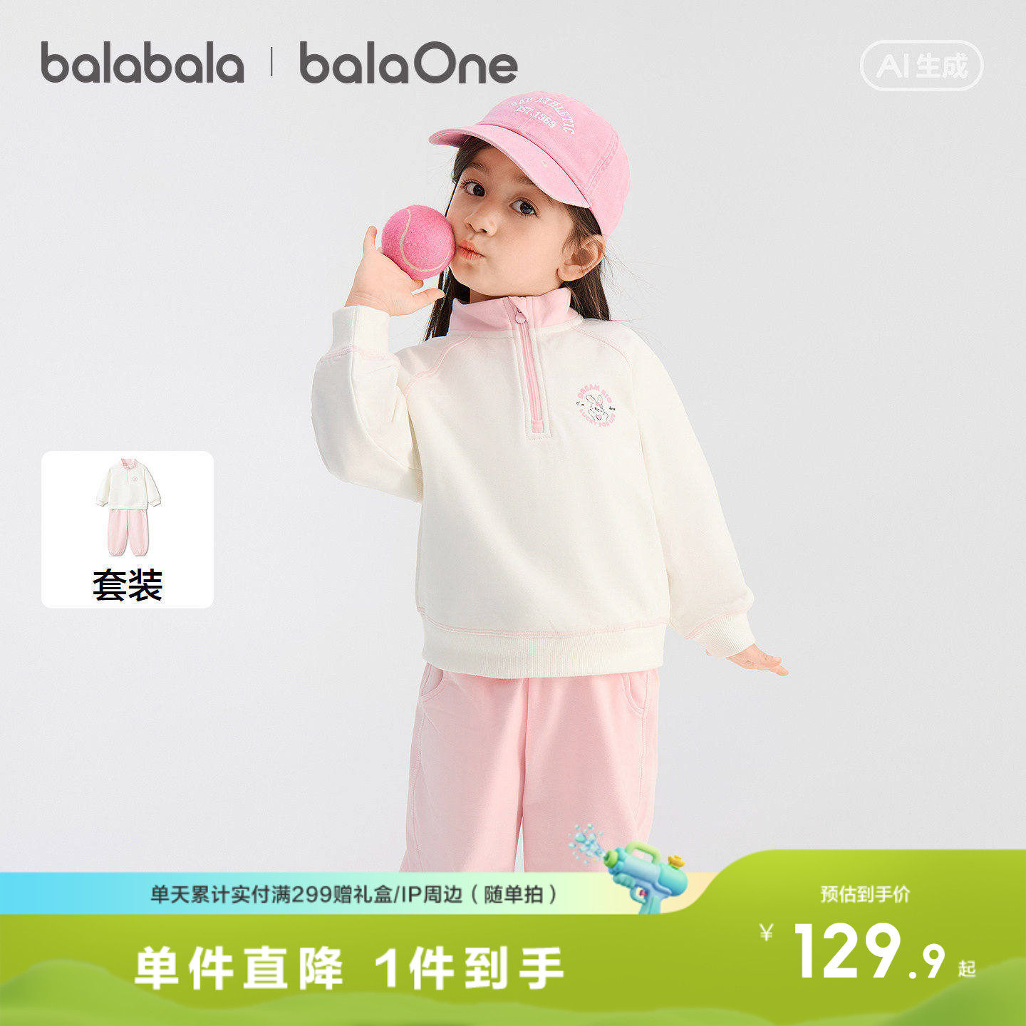 巴拉巴拉童装儿童套装女童宝宝男童两件套新款上衣2026春装舒适潮