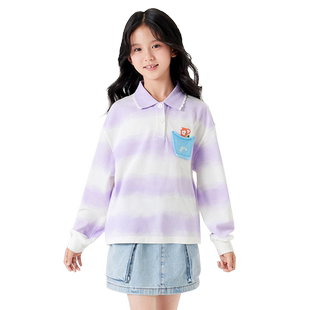 巴拉巴拉童装女童长袖t恤春装上衣甜美撞色中大童时尚洋气套头衫