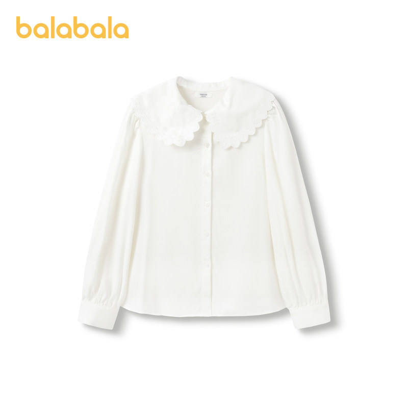巴拉巴拉童装儿童衬衫女童秋装2025新款白衬衣长袖上衣甜大童百搭
